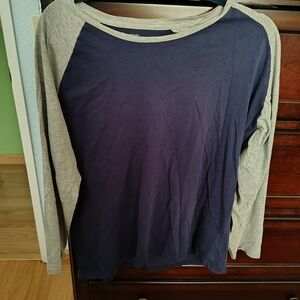 Hype Long Sleeve Raglan Tee - Navy and Gray